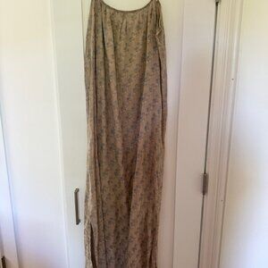 Pink Chicken Maxi Dress Womens Beige Floral Sleeveless Shift Summer Cotton